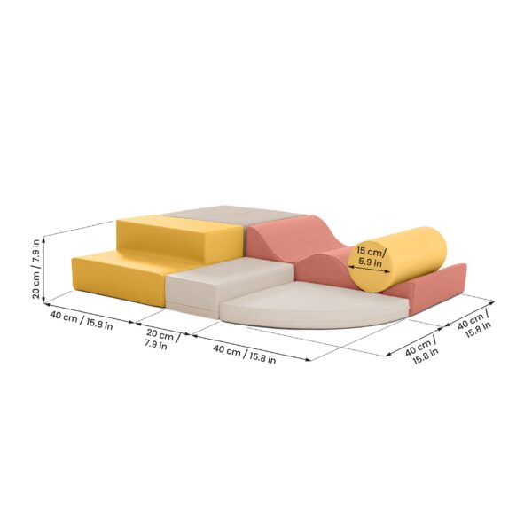 Soft Play 6 Foam Block Set - Pastel Pink Explorer