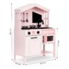 Pink Wooden Play Kitchen with Oven, Burners, Microwave and Accessories