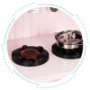 Pink Wooden Play Kitchen with Oven, Burners, Microwave and Accessories