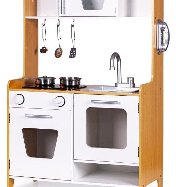 Wooden Play Kitchen with Multimedia Burners